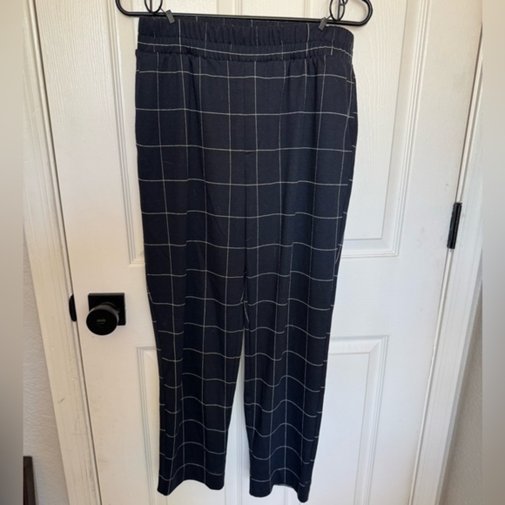 navy grid pants